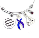 Blue & Purple Ribbon Charm Bracelet - She Stood In The Storm / Adjusted Her Sails