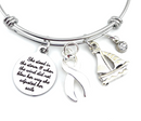 White Ribbon Charm Bracelet -She Stood In The Storm / Adjusted Her Sails