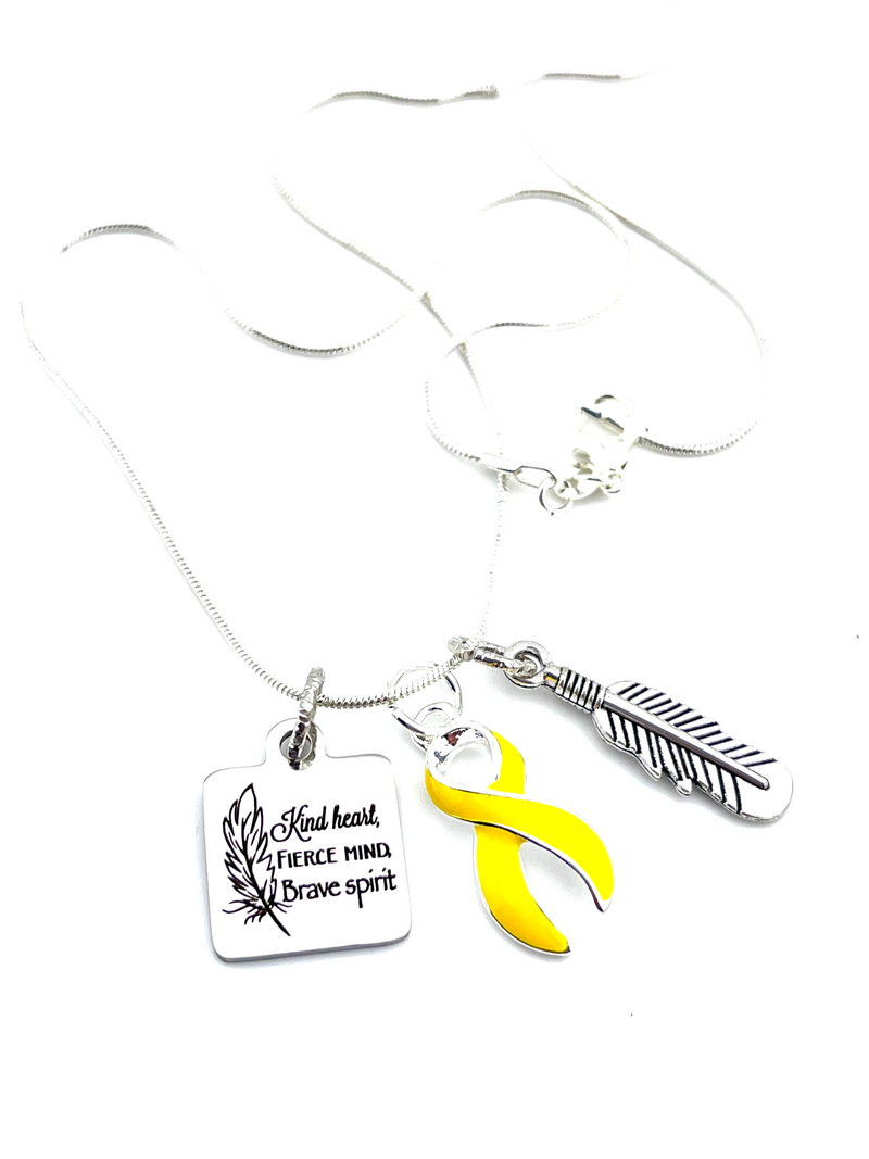 Yellow Ribbon Necklace – Kind Heart, Fierce Mind, Brave Spirit