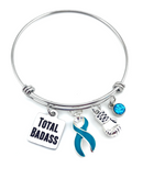 Teal Ribbon Total Badass Charm Bracelet