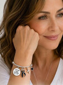 Black Ribbon Melanoma Awareness Bracelet – Faith Over Fear Skin Cancer Warrior Survivor & Memorial Gift