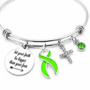 Lime Green Ribbon Lymphoma Awareness Bracelet – Non-Hodgkin Lymphoma, Lyme Disease Faith Over Fear Gift