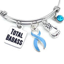 Light Blue Awareness Ribbon Bracelet – Total Badass Cancer Survivor Bracelet – Prostate Cancer & Men’s Health Fighter Gift