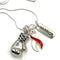 Red & White Ribbon Boxing Glove / Warrior Necklace - Rock Your Cause Jewelry