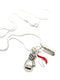 Red & White Ribbon Boxing Glove / Warrior Necklace - Rock Your Cause Jewelry