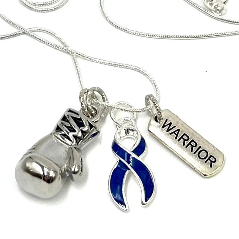 Dark Navy Blue Ribbon Boxing Glove Necklace