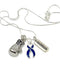 Dark Navy Blue Ribbon Boxing Glove Necklace