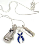 Dark Navy Blue Ribbon Boxing Glove Necklace