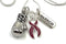 Boxing Glove Necklace - Burgundy Dark Red Ribbon