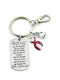 Burgundy Ribbon Encouragement Poem / Quote Keychain - Don't Give Up