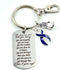 Dark Navy Blue Ribbon Encouragement Quote Keychain – Don't Give Up