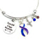Blue & Purple Ribbon Charm Bracelet - Let Your Faith Be Bigger than Your Fear
