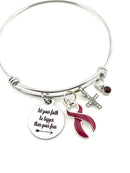 Let Your Faith Be Bigger Fear - Burgundy Ribbon Charm Bracelet