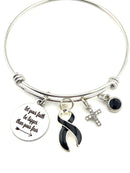 Black Ribbon Charm Bracelet - Let Your Faith Be Bigger Than Your Fear
