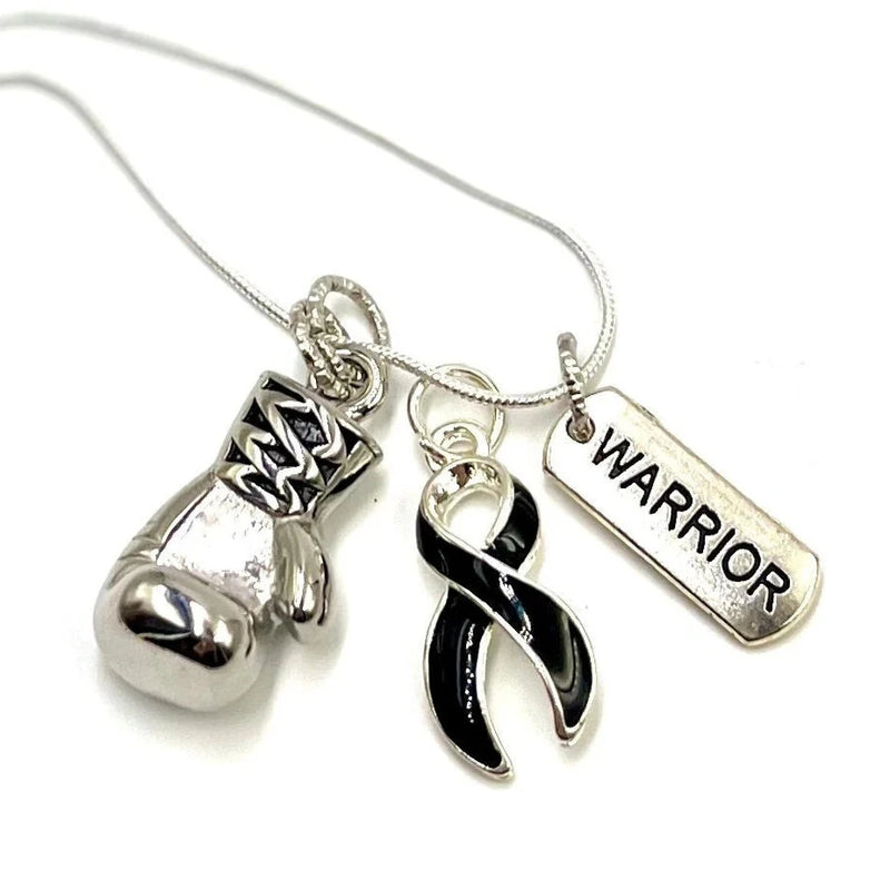 Black Ribbon Boxing Glove Necklace - Rock Your Cause Jewelry