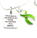 Lime Green Ribbon Awareness Necklace - If God Gives Us What We Can Handle