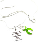 Lime Green Ribbon Awareness Necklace - If God Gives Us What We Can Handle
