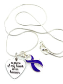Violet Purple Ribbon Necklace - A Piece of My Heart Is In Heaven - Rock Your Cause Jewelry