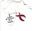 Burgundy Ribbon Sympathy Gift / Memorial Necklace - A Piece of My Heart is in Heaven - Rock Your Cause Jewelry