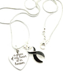Black Ribbon Sympathy / Memorial Necklace - A Piece of my Heart is in Heaven - Rock Your Cause Jewelry