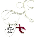Burgundy Ribbon Sympathy Gift / Memorial Necklace - A Piece of My Heart is in Heaven - Rock Your Cause Jewelry