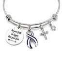 ALS Awareness Bracelet – Blue & White Ribbon Faith Over Fear Bracelet, ALS Warrior Caregiver Gift