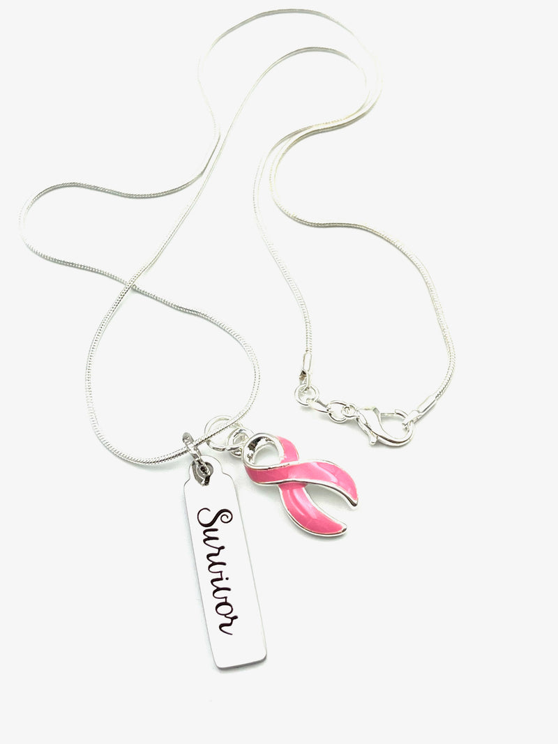 Pink Ribbon Breast Cancer Survivor Necklace