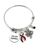 Burgundy Ribbon Charm Bracelet - Just Keep Swimming