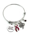 Burgundy Ribbon Charm Bracelet - Just Keep Swimming