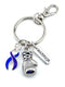 Blue & Purple Ribbon - Boxing Glove Keychain / Encouragement Gift