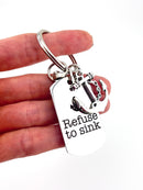 Purple Ribbon Refuse to Sink Keychain / Encouragement Gift