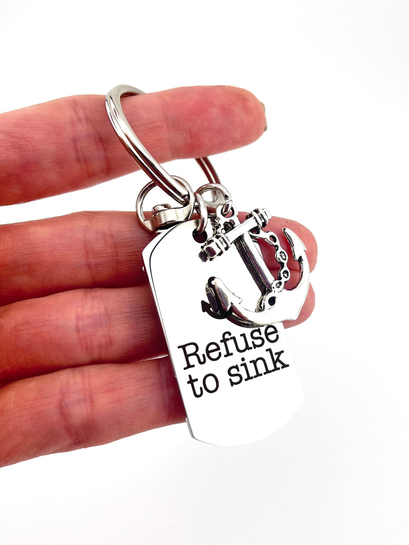 Lime Ribbon Encouragement Gift - Refuse to Sink Keychain