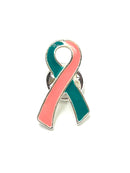 Pink and Teal Ribbon Pin / Previvor Lapel Pin - Rock Your Cause Jewelry