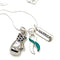 Teal & White Ribbon Boxing Glove Necklace