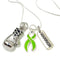 Lime Green Ribbon Boxing Glove Necklace - Rock Your Cause Jewelry