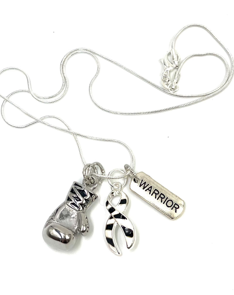 Zebra Ribbon Boxing Glove Necklace - Rock Your Cause Jewelry