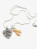 Peach Ribbon Charm Necklace - Memorial / Remembrance Gift - A Piece of My Heart is in Heaven