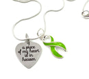 Lime Green Ribbon Memorial Necklace / A Piece of My Heart is in Heaven - Rock Your Cause Jewelry