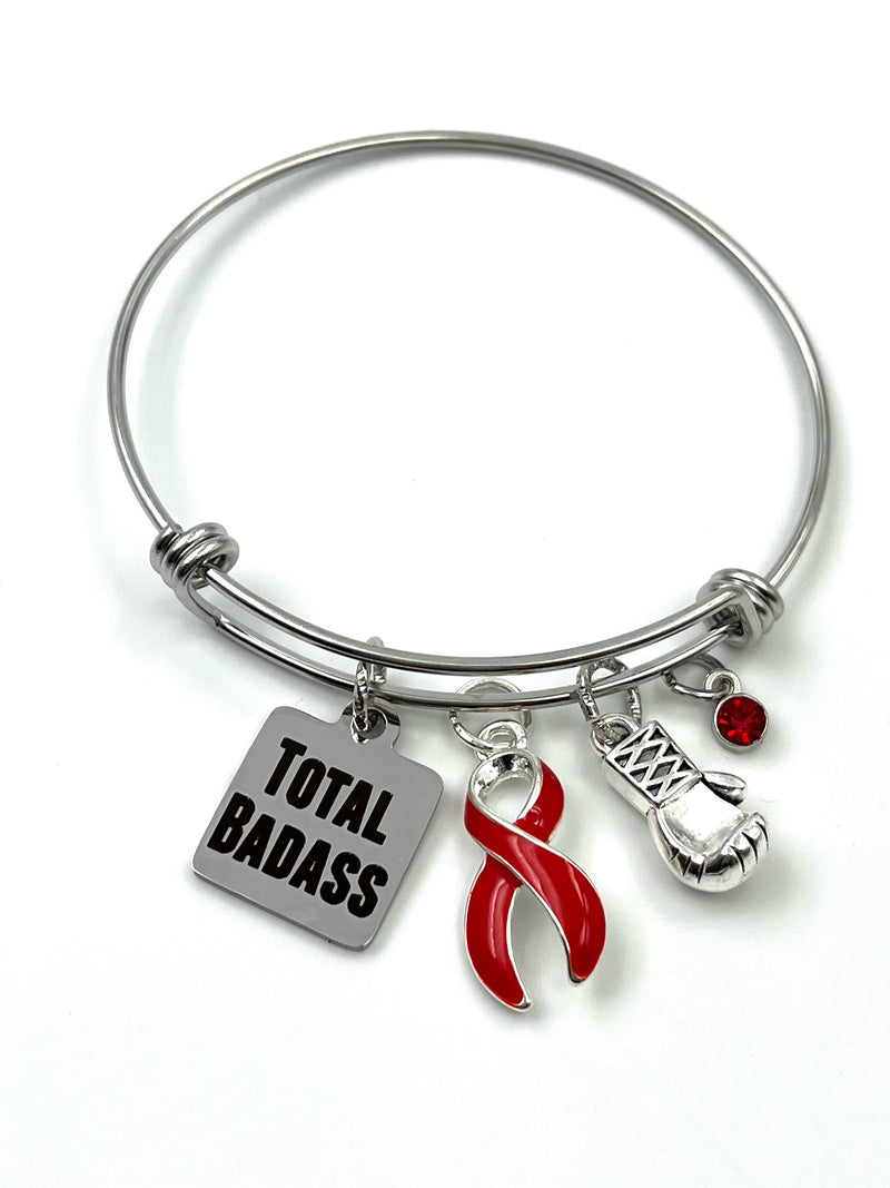 Red Ribbon Total Badass / Boxing Glove Charm Bracelet
