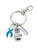 Teal Ribbon Boxing Glove / Warrior Keychain