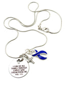 Periwinkle Ribbon Necklace – I Can Do All Things Through Christ Who Strengthens Me - Rock Your Cause Jewelry