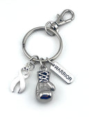 White Ribbon Keychain - Boxing Glove / Warrior Encouragement Gift