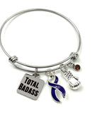 Violet Purple Ribbon Bracelet - Total Badass / Boxing Glove Charm Bracelet