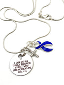 Periwinkle Ribbon Necklace – I Can Do All Things Through Christ Who Strengthens Me - Rock Your Cause Jewelry