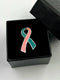 Pink and Teal Ribbon Pin / Previvor Lapel Pin - Rock Your Cause Jewelry