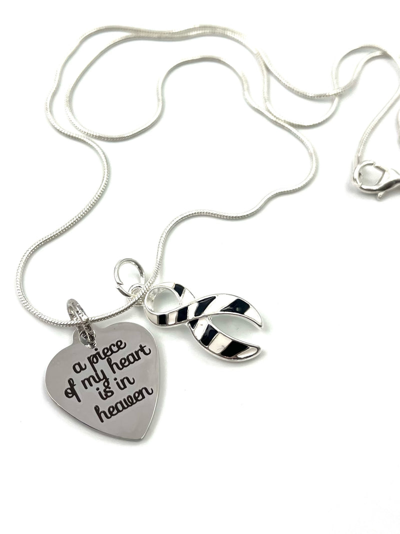 Zebra Ribbon Necklace - A Piece of My Heart is in Heaven / Sympathy, Memorial Gift - Rock Your Cause Jewelry
