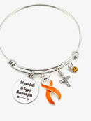 Orange Ribbon Charm Bracelet - Let Your Faith Be Bigger Than Your Fear