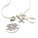 White Ribbon Charm Necklace - I Can Do All Things Through Christ