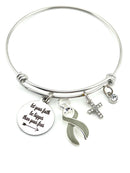 Grey (Gray) Ribbon Charm Bracelet - Let Your Faith Be Bigger Than Your Fear