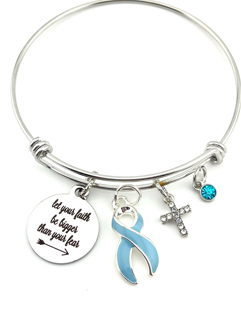 Light Blue Ribbon Bracelet - Let Your Be Faith Be Bigger than Your Fear